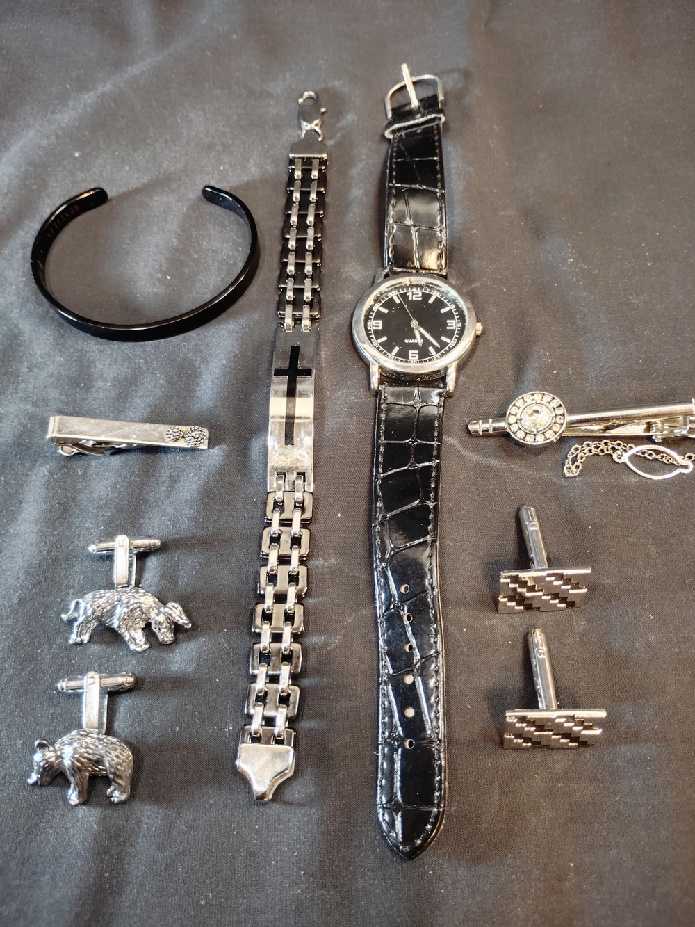 Men's Black And Silvertone Jewelry Collection/Accessories